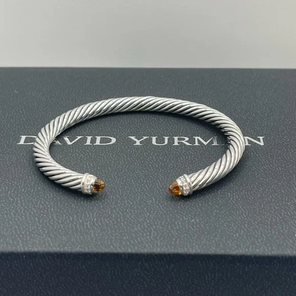 David Yurman Cable Classic Collection Bracelet with Citrine and Diamonds, 5mm - Picture 2 of 10